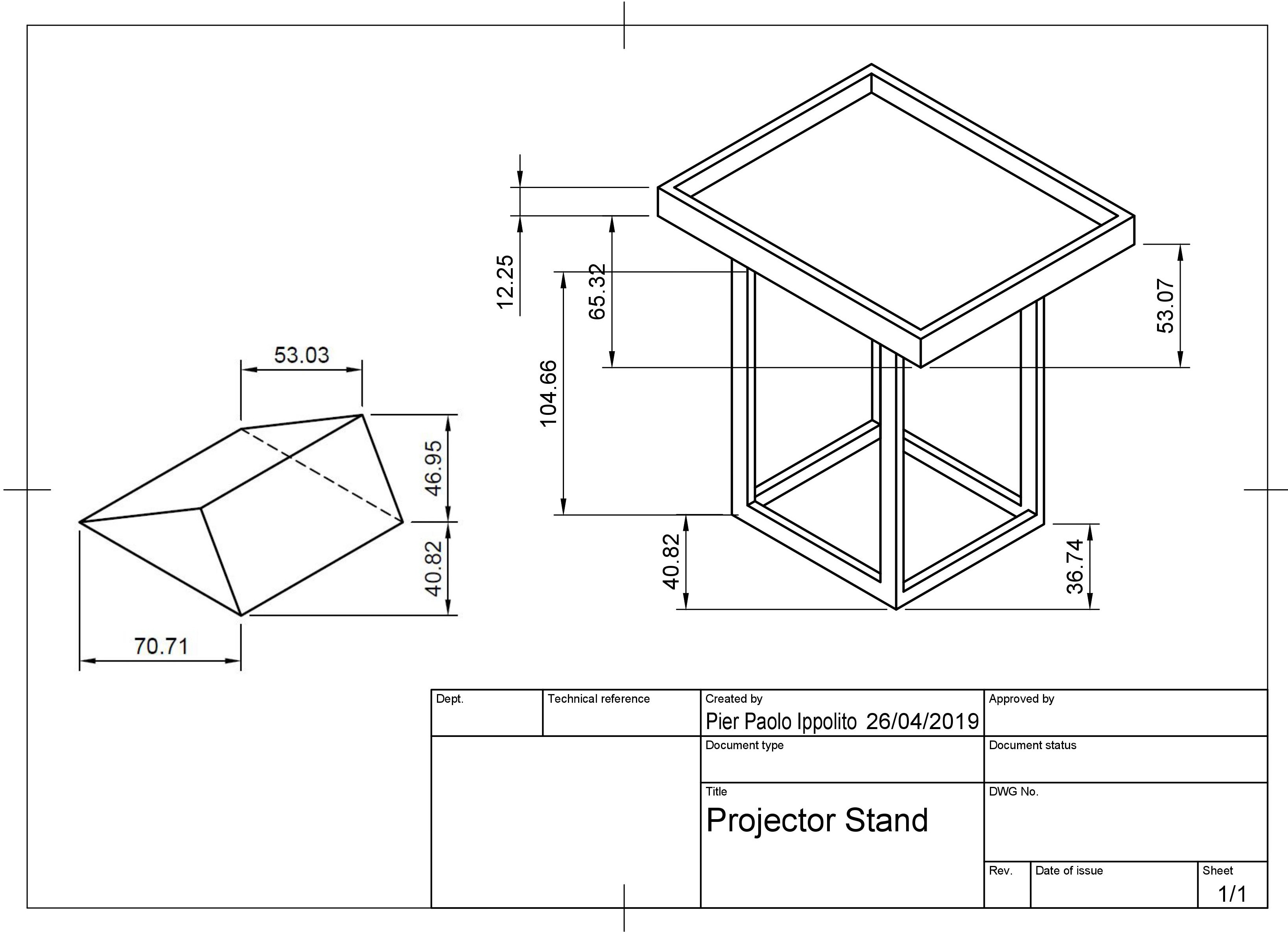 Projector stand design made using Fusion
360